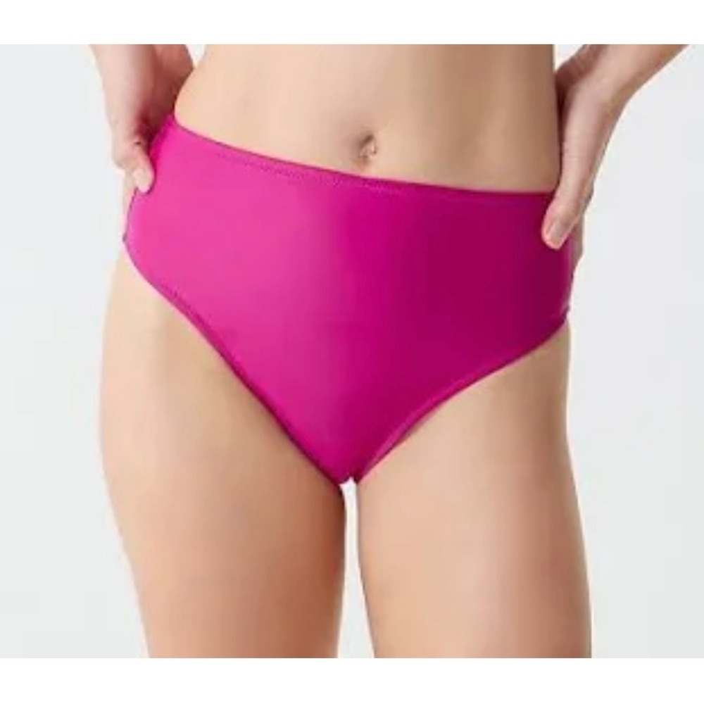 J.Crew High-Waisted Bikini Bottom Swimsuit Hot Pink Full Coverage Size‎ M